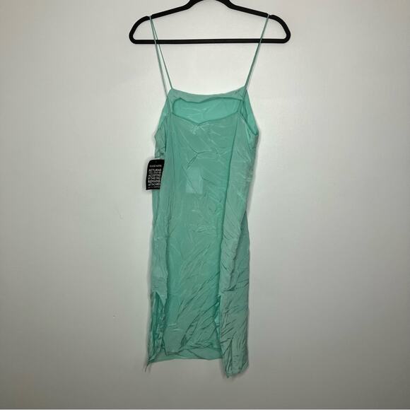 NWT MATIN Square Neck Silk Slip Dress Opal Blue US 4 - Picture 2 of 7